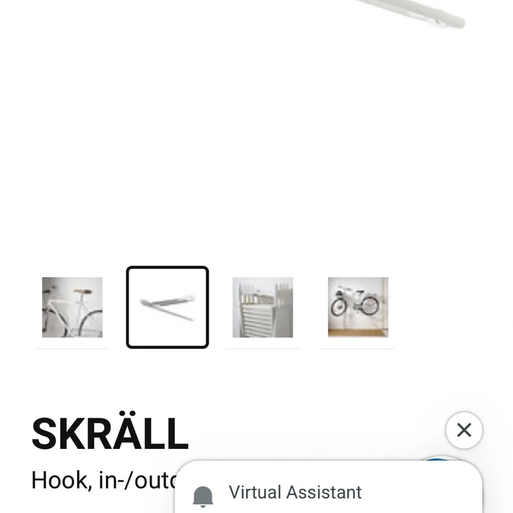 IKEA SKRÄLL White Bike Hook